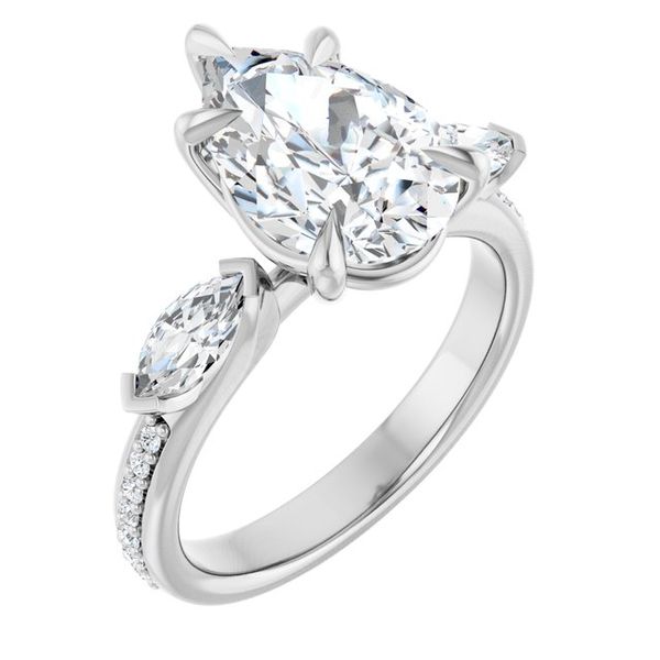 Claw-Prong Three-Stone Engagement Ring