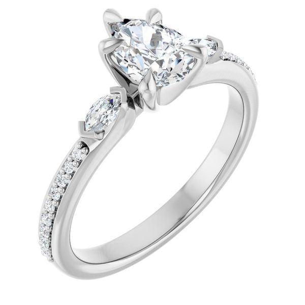 Claw-Prong Three-Stone Engagement Ring