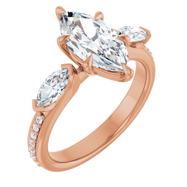 Claw-Prong Three-Stone Engagement Ring
