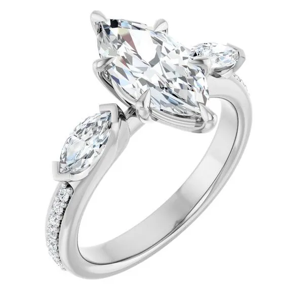 Claw-Prong Three-Stone Engagement Ring