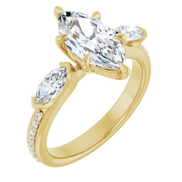 Claw-Prong Three-Stone Engagement Ring