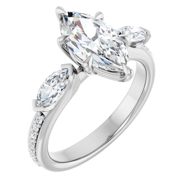 Claw-Prong Three-Stone Engagement Ring