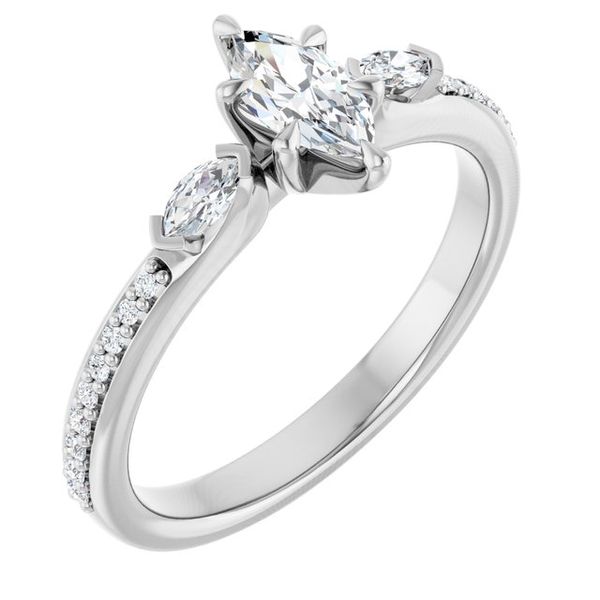 Claw-Prong Three-Stone Engagement Ring