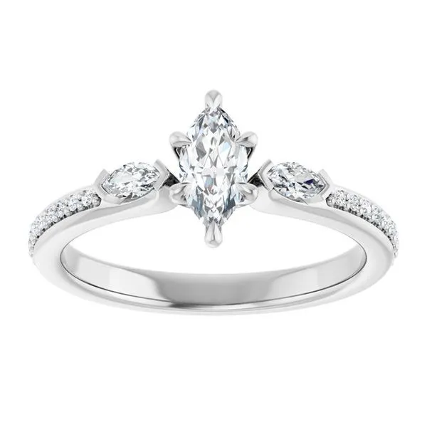 Claw-Prong Three-Stone Engagement Ring Image 3 J. Thomas Jewelers Rochester Hills, MI