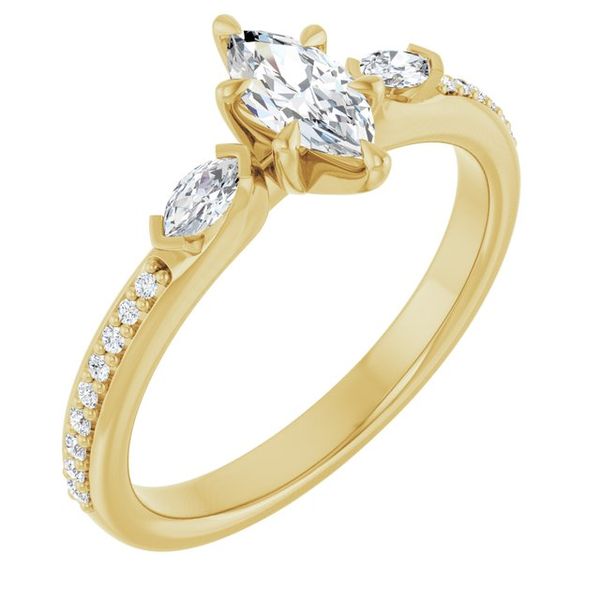 Claw-Prong Three-Stone Engagement Ring