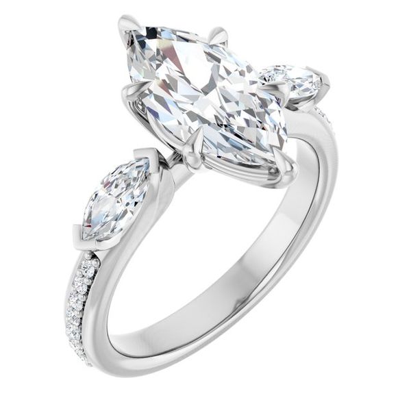 Claw-Prong Three-Stone Engagement Ring