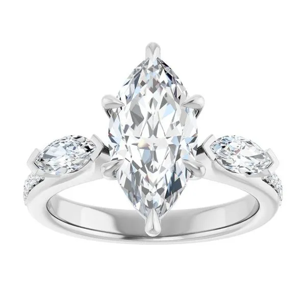 Claw-Prong Three-Stone Engagement Ring Image 3 J. Thomas Jewelers Rochester Hills, MI