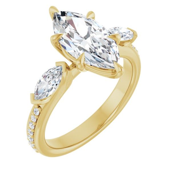 Claw-Prong Three-Stone Engagement Ring