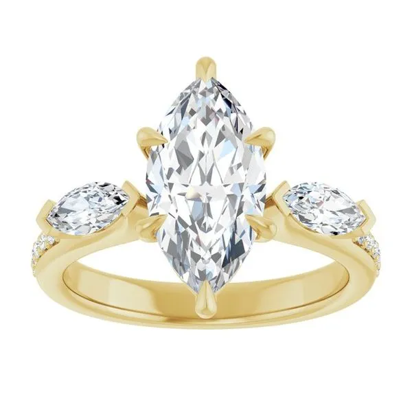 Claw-Prong Three-Stone Engagement Ring Image 3 J. West Jewelers Round Rock, TX