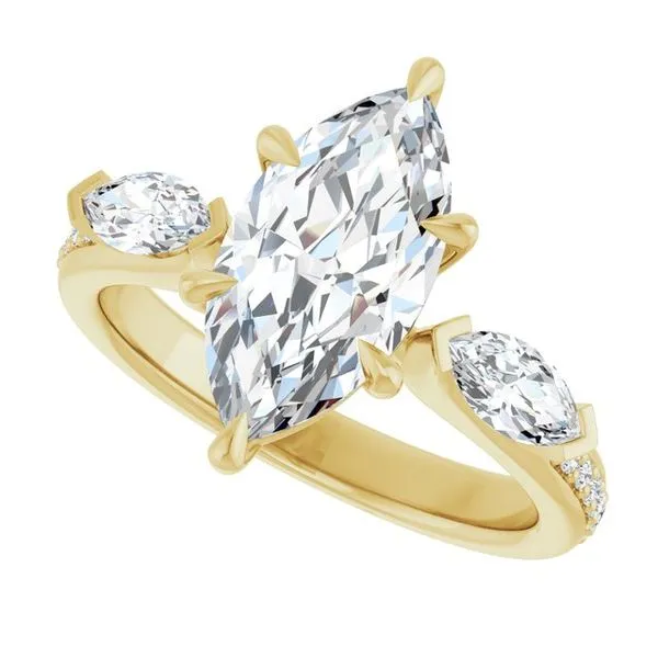 Claw-Prong Three-Stone Engagement Ring Image 5 Hudson Valley Goldsmith New Paltz, NY