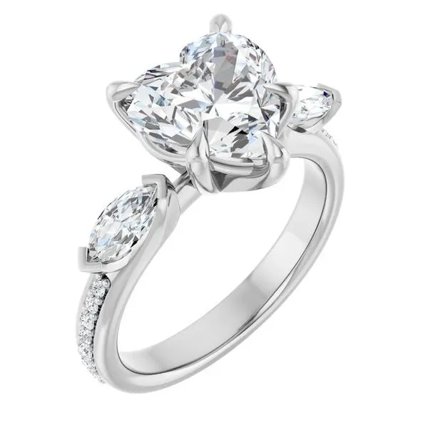 Claw-Prong Three-Stone Engagement Ring