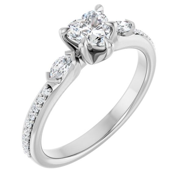Claw-Prong Three-Stone Engagement Ring