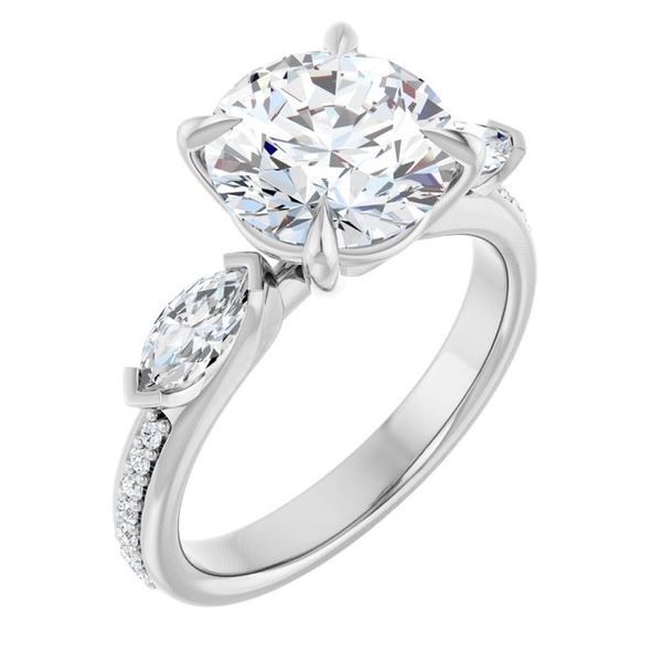Claw-Prong Three-Stone Engagement Ring