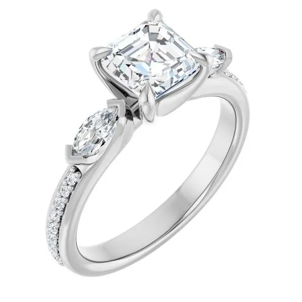 Claw-Prong Three-Stone Engagement Ring Stuart Benjamin & Co. Jewelry Designs San Diego, CA