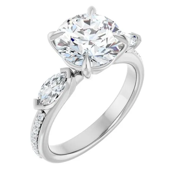 Claw-Prong Three-Stone Engagement Ring
