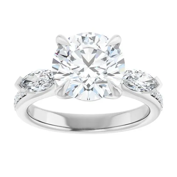 Claw-Prong Three-Stone Engagement Ring Image 3 Natale Jewelers Sewell, NJ