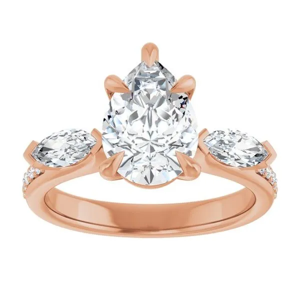 Claw-Prong Three-Stone Engagement Ring Image 3 J. Thomas Jewelers Rochester Hills, MI