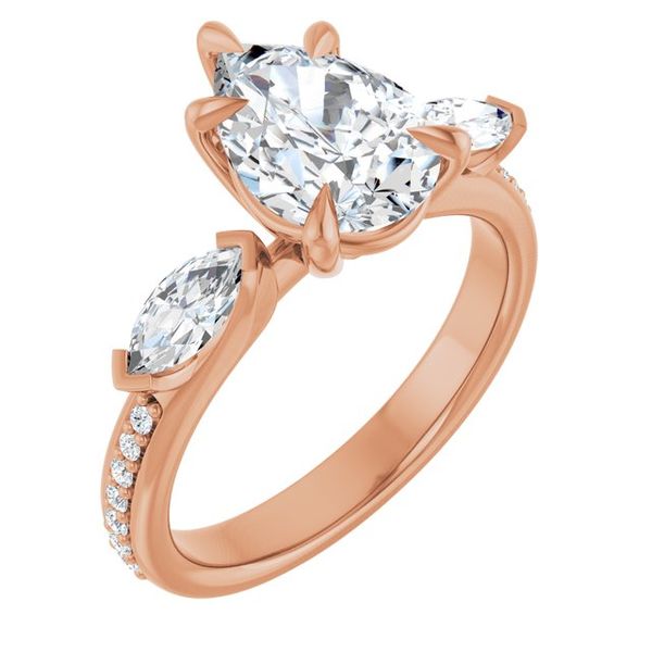 Claw-Prong Three-Stone Engagement Ring