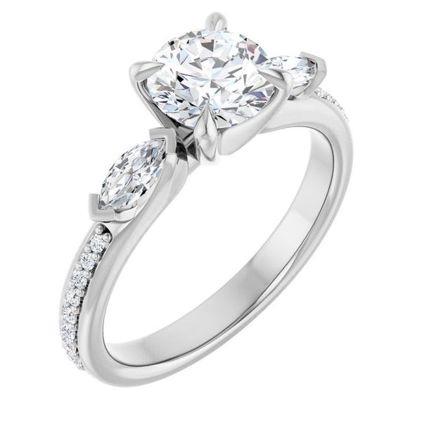 Claw-Prong Three-Stone Engagement Ring