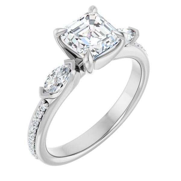 Claw-Prong Three-Stone Engagement Ring