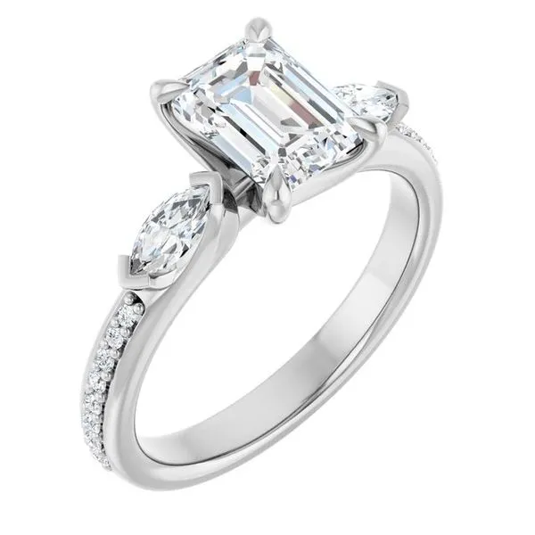 Claw-Prong Three-Stone Engagement Ring Futer Bros Jewelers York, PA