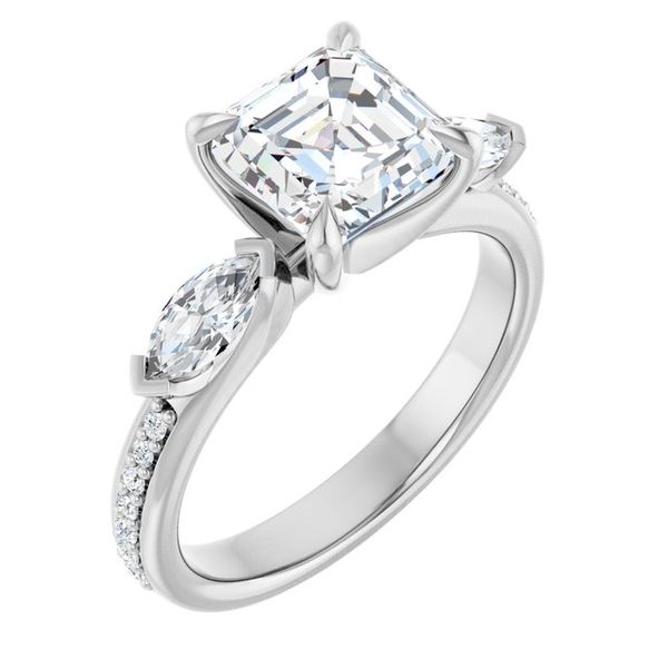 Claw-Prong Three-Stone Engagement Ring