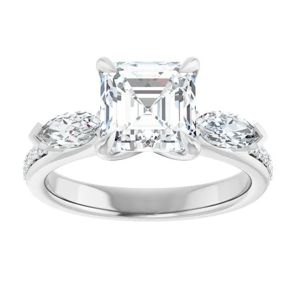 Claw-Prong Three-Stone Engagement Ring Image 3 J. Thomas Jewelers Rochester Hills, MI