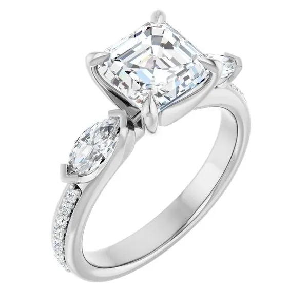 Claw-Prong Three-Stone Engagement Ring