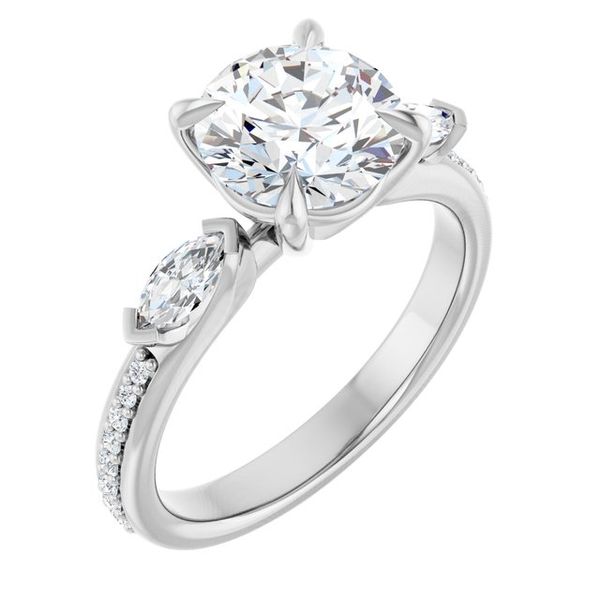 Claw-Prong Three-Stone Engagement Ring