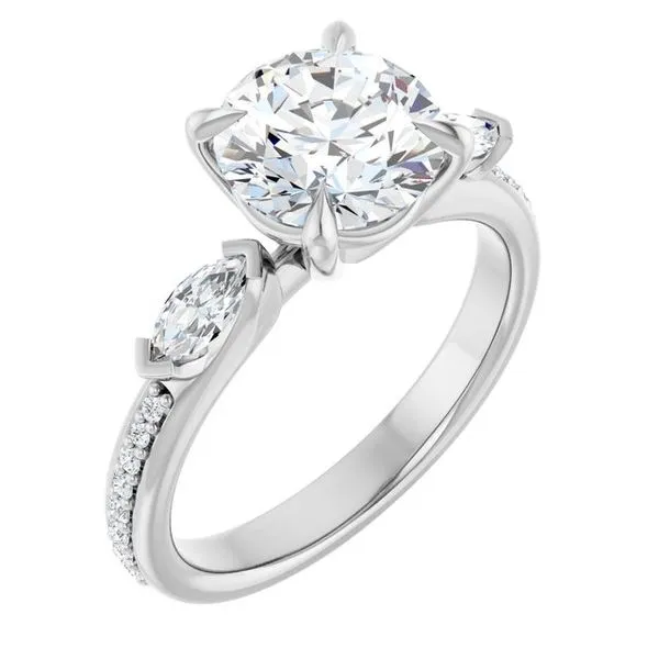 Claw-Prong Three-Stone Engagement Ring
