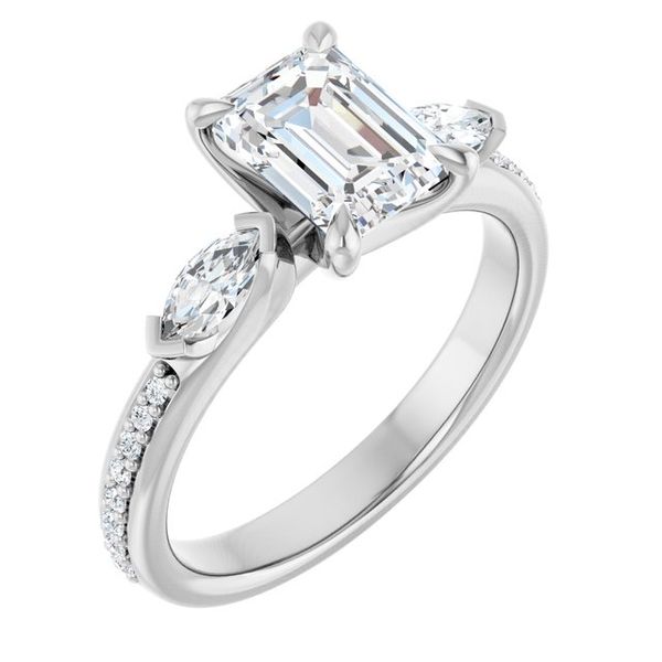 Claw-Prong Three-Stone Engagement Ring