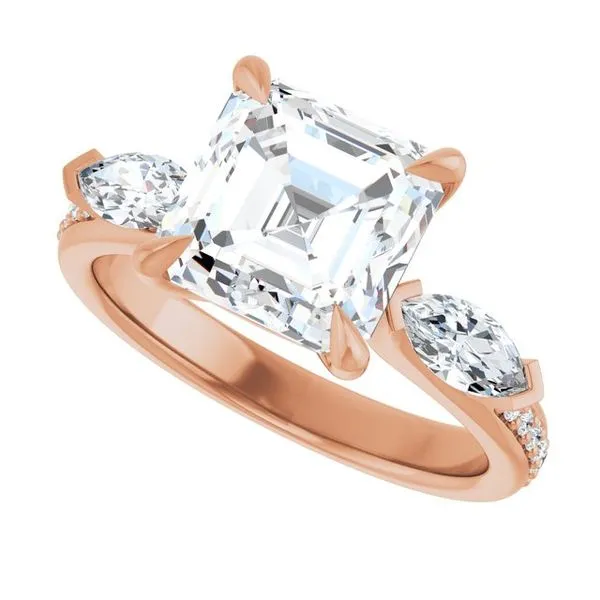 Claw-Prong Three-Stone Engagement Ring Image 5 Stuart Benjamin & Co. Jewelry Designs San Diego, CA