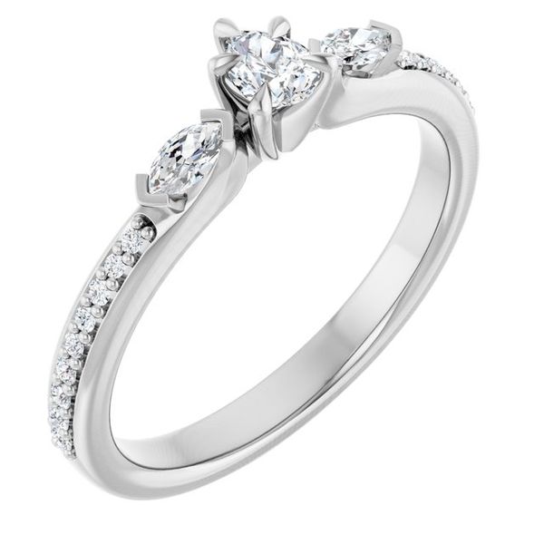 Claw-Prong Three-Stone Engagement Ring
