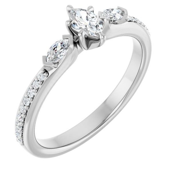 Claw-Prong Three-Stone Engagement Ring