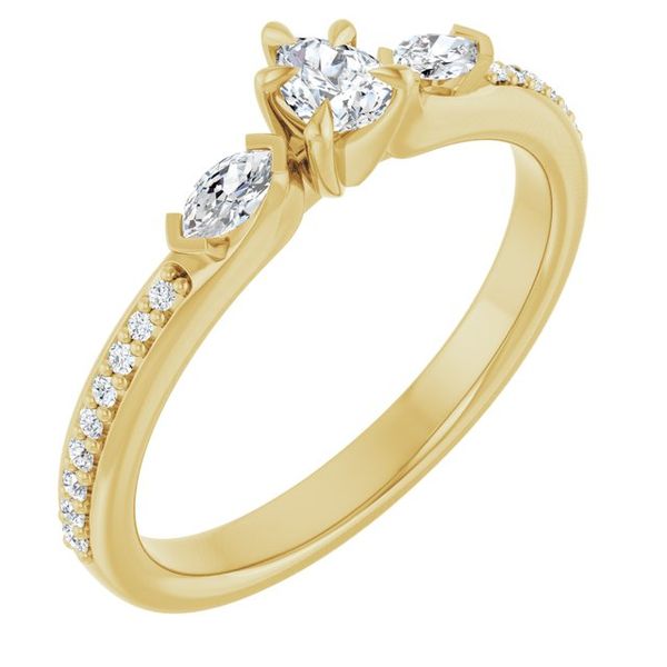 Claw-Prong Three-Stone Engagement Ring