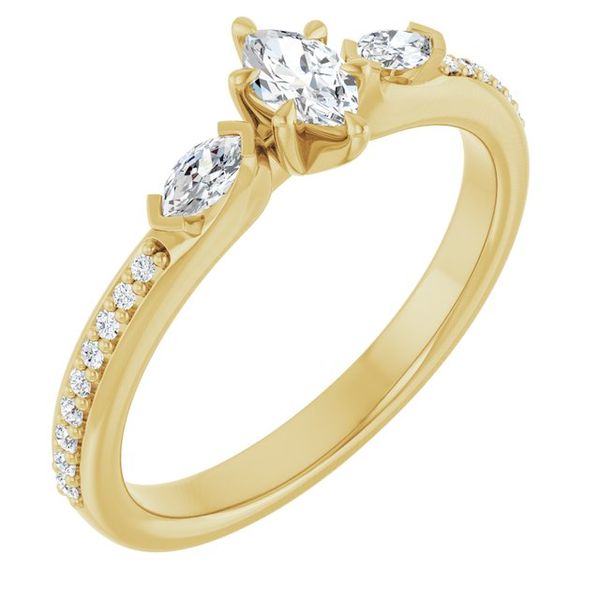 Claw-Prong Three-Stone Engagement Ring