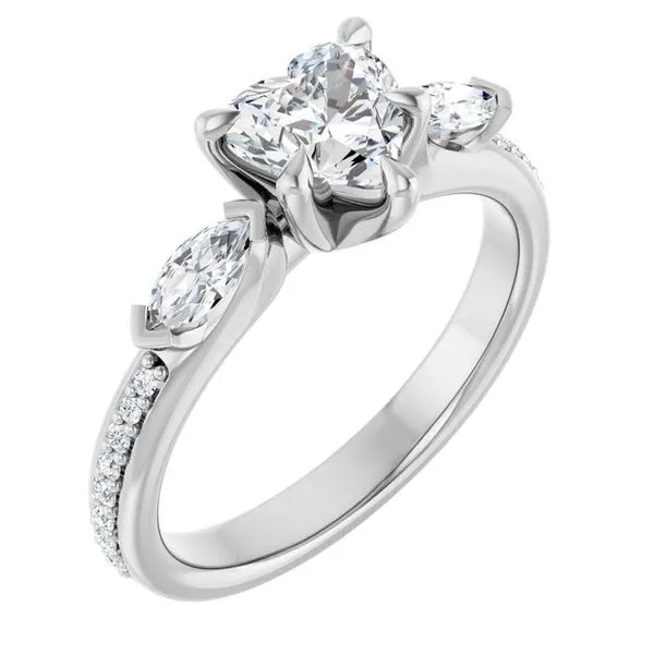 Claw-Prong Three-Stone Engagement Ring