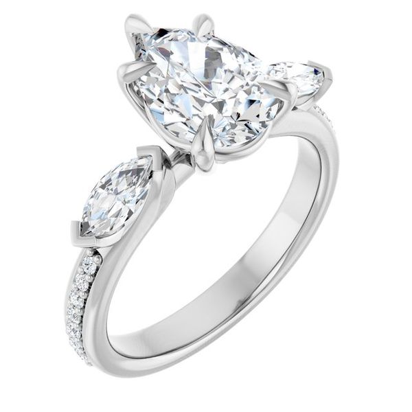 Claw-Prong Three-Stone Engagement Ring