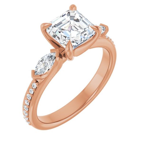 Claw-Prong Three-Stone Engagement Ring