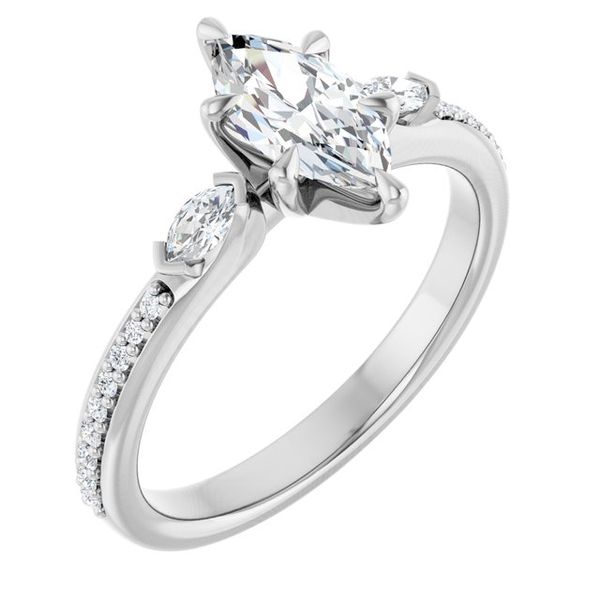 Claw-Prong Three-Stone Engagement Ring