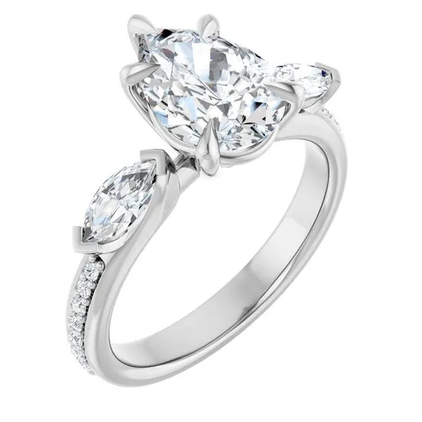 Claw-Prong Three-Stone Engagement Ring