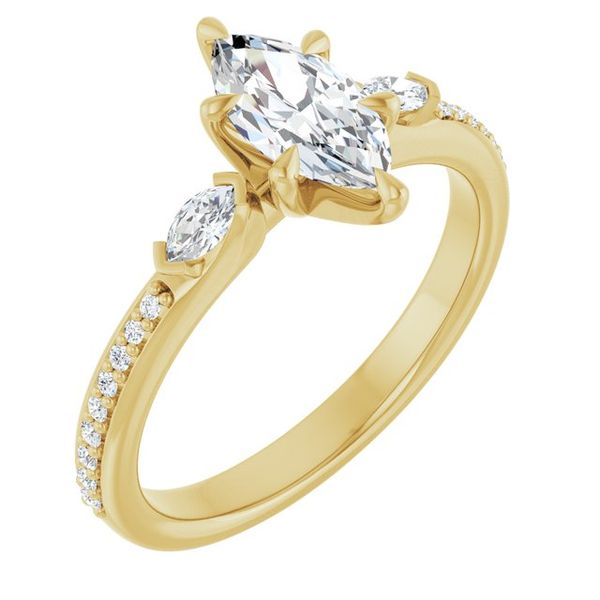 Claw-Prong Three-Stone Engagement Ring