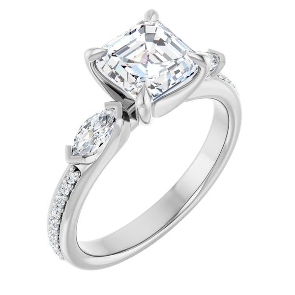 Claw-Prong Three-Stone Engagement Ring