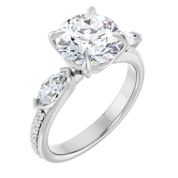 Claw-Prong Three-Stone Engagement Ring