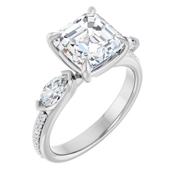 Claw-Prong Three-Stone Engagement Ring