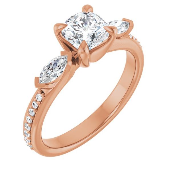 Claw-Prong Three-Stone Engagement Ring