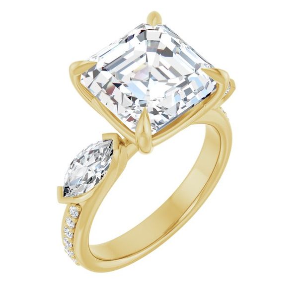 Claw-Prong Three-Stone Engagement Ring
