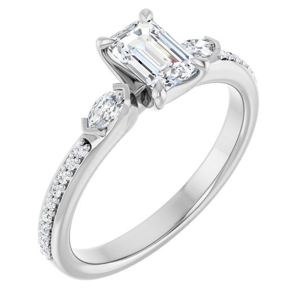 Claw-Prong Three-Stone Engagement Ring
