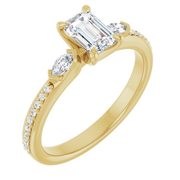 Claw-Prong Three-Stone Engagement Ring