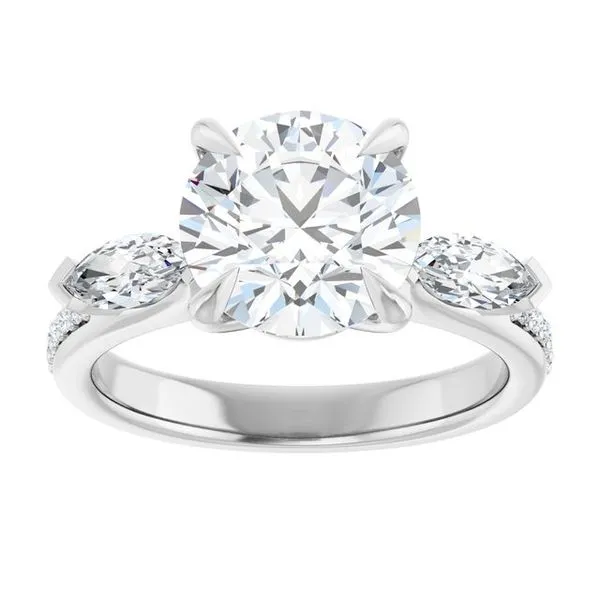 Claw-Prong Three-Stone Engagement Ring Image 3 JF Jones Jewelers Rochester, NY